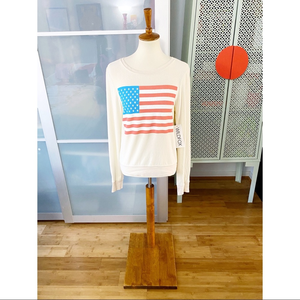 NWT Wildfox American Flag Baggy Beach Jumper